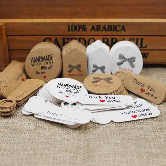100 Piece: Cute Paper Handmade Gift Label Tags
