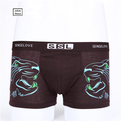 Asian size Calzoncillos Cuecas 4pcs\lot Mens Underwear Cotton Tiger Boxers Male Panties Men's Trunk Brand Shorts Man Boxer
