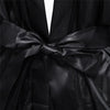 Lingerie Plus Size Satin Lace Black Kimono Intimate Sleepwear Robe   Night Gown Women   Underwear