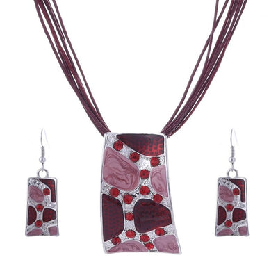 ZOSHI Fashion African Jewelry Set Leather Chain Enamel Gem Jewelry Sets for Party Bridal Jewelry Sets Summer Jewelry
