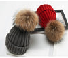 Detachable Fur Pom Pom Knitted Beanies