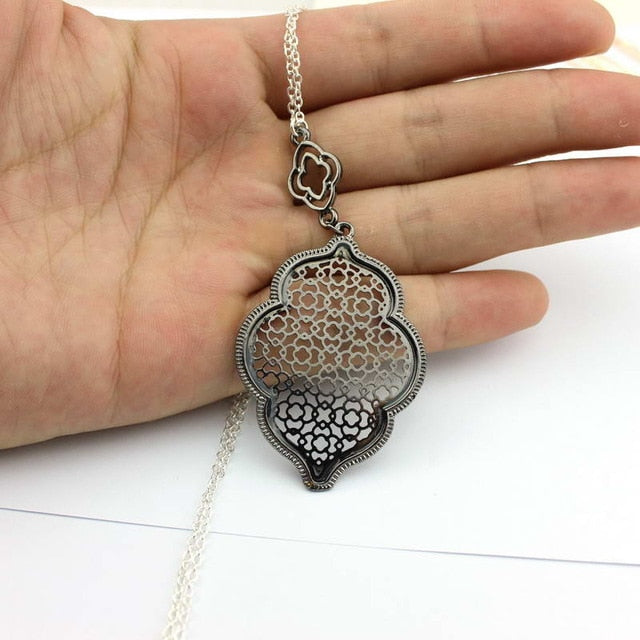 Women's Designer Filigree Heart Long Necklace Pendants