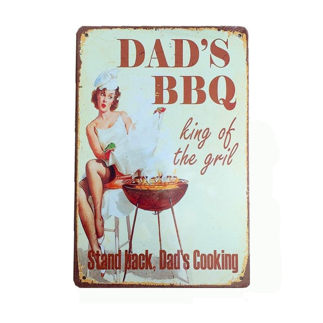 DAD'S BBQ Best Meat Retro Plaque Wall Decor