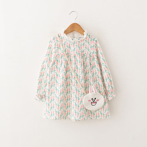 New Lace Flower Princess Dress Spring Girl Dress Winter Long Sleeve Three-Dimensional Petals Pompon Net Yarn Girls Clothes