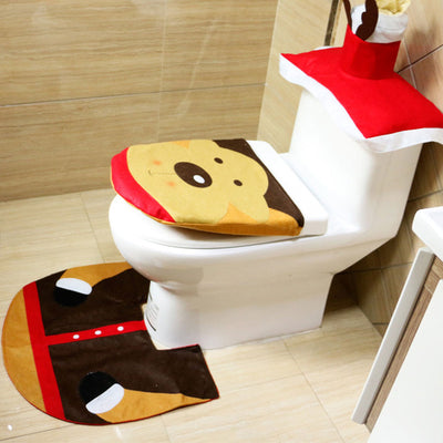 3Pcs/Set Bathroom Christmas Toilet Seat Cover