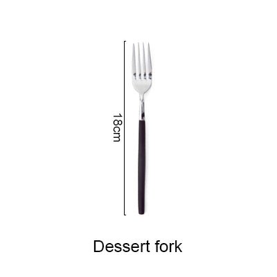 Stainless Steel Cutlery Black Handle Electroplate Dinnerware Set Steak Knife Fork Dessert