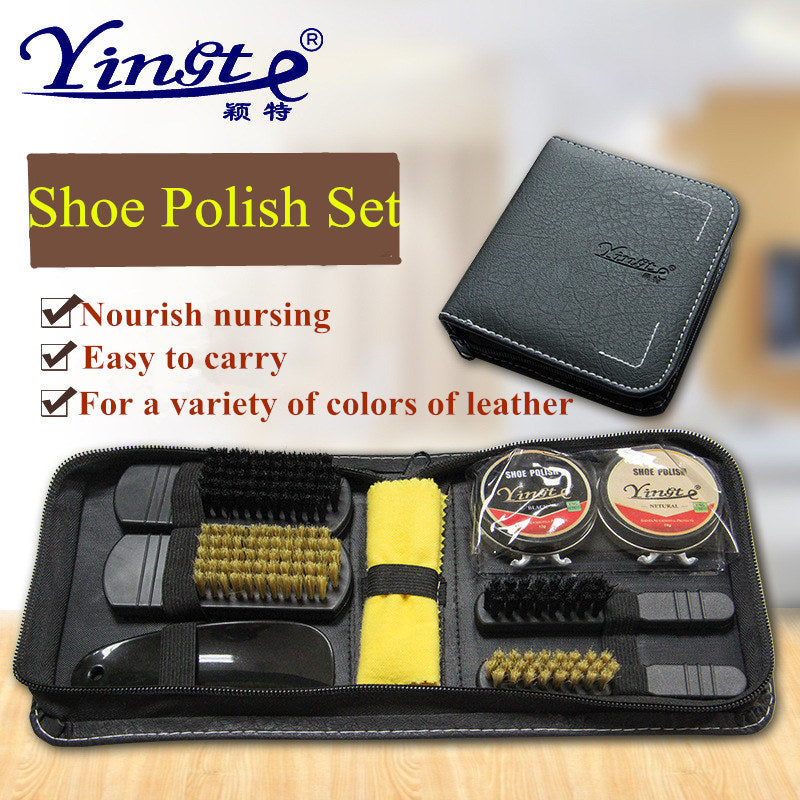 9 Pcs/set Professional Shoe Care Tool Brush Shoe-Polish Shoehorn Practical Shine Polish Cleaning Set PU Leather Shoes Cleaner