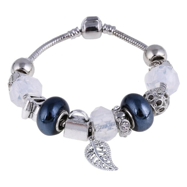 Women's Crystal Charm Silver Bracelets