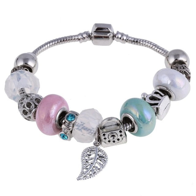 Women's Crystal Charm Silver Bracelets