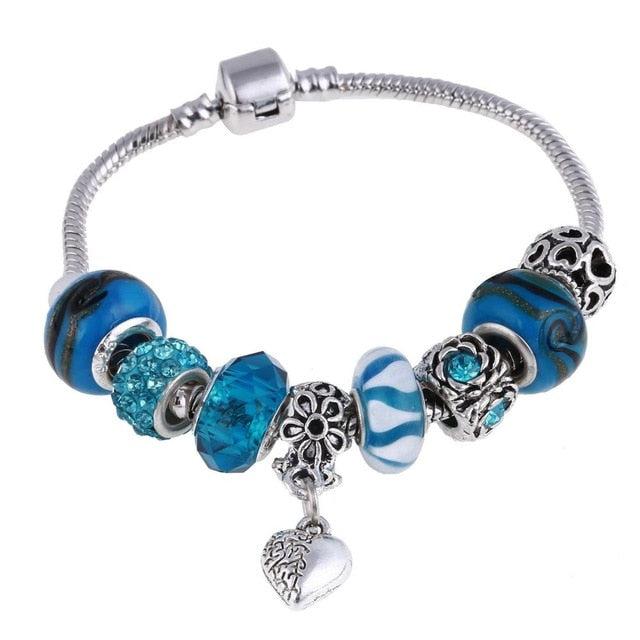 Women's Crystal Charm Silver Bracelets