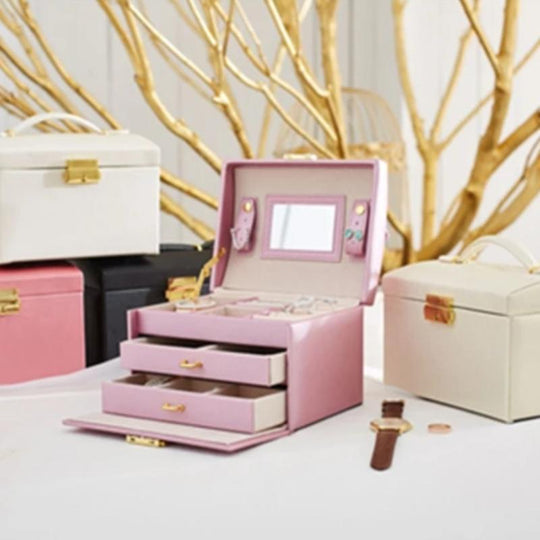 3 Layers - Leather - Exquisite Jewelry & Makeup Organizer Case