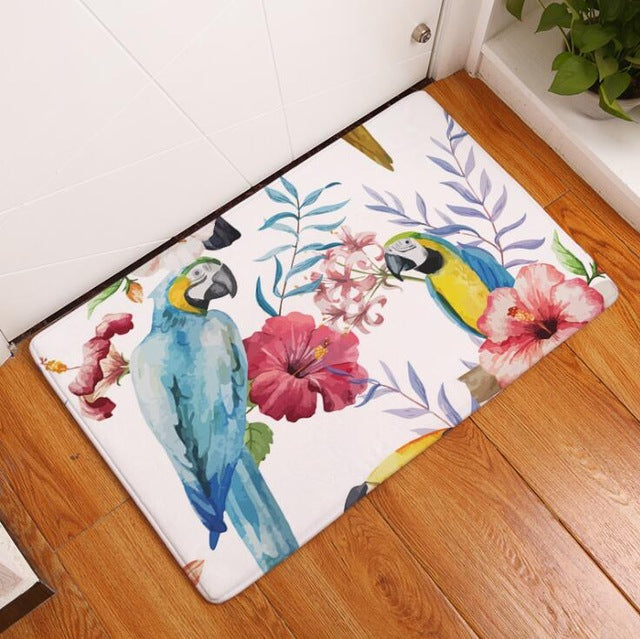 3pcs Birds Printed Toilet Seat Cover Set