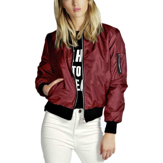 Women's Thin Jacket Bomber Long Sleeve Coat