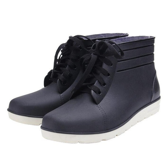 SunNY Everest men rainboots lace up water shoes ankle boots shoes Rain boots male short tube non - slip cooks work garden shoe