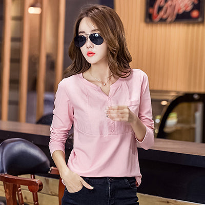 Blusas Mujer De Moda Chemise Femme Womens Tops And Blouses Office Blouse Women Ladies Linen Shirts Pink Shirt Plus Size