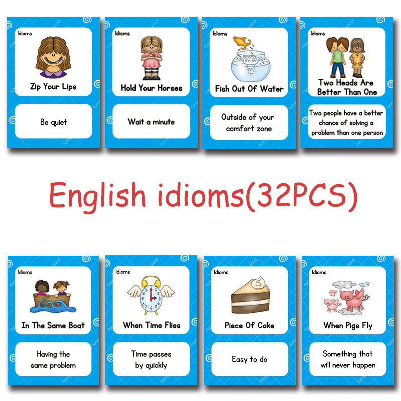 English Proverb Idioms Montessori Toys Learn English Pocket Card for Children Learning Educational English Word CARDS for Kid