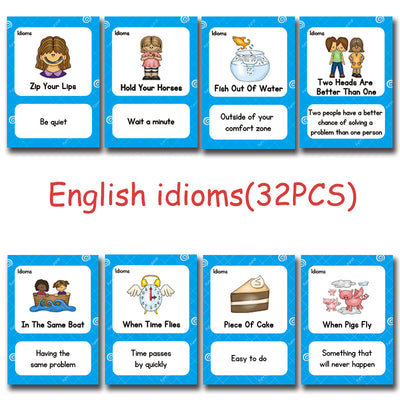 English Proverb Idioms Montessori Toys Learn English Pocket Card for Children Learning Educational English Word CARDS for Kid