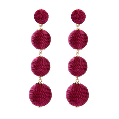 KISS ME 4 Colors Bohemian POM POM Ball Earrings Hanging Long Drop Earrings for Women Fashion Jewelry