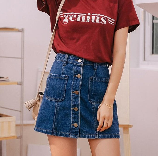 Denim Skirt High Waist A-line Mini Skirts