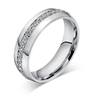 Unisex Stainless Steel Crystal Ring