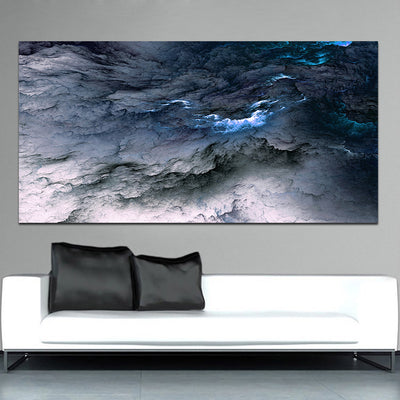 WANGART Large Size Canvas Poster Art Prints Cloud Abstract Black Blue Oil Painting for Living Room Decorative Picture Pop Home