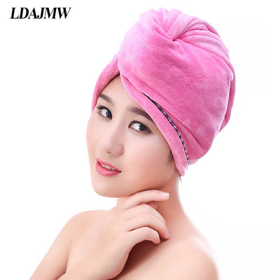 LDAJMW Microfiber Quickly Dry Hair Womens Girls Lady's Cap Drying Towel Head Wrap Hat Bath Towel Hair Dry Cap Salon Towel