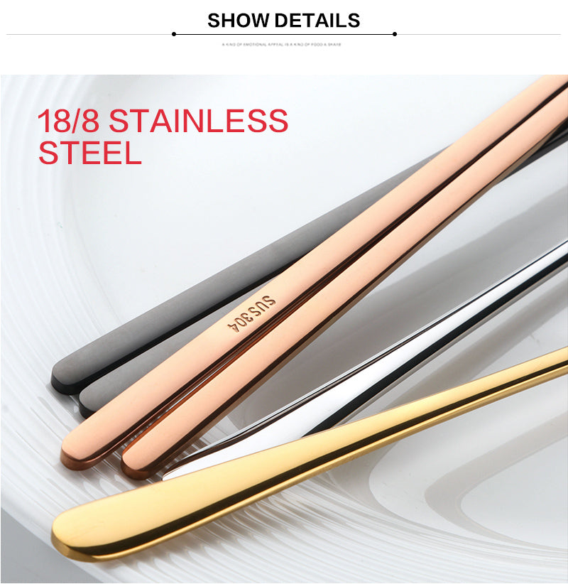 Buyer Star Cool Color Golden Stainless Steel Tableware Set Korean Sweet Adult Students Portable Dinnerware Set