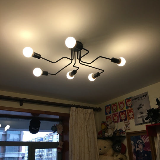 4-6-8 Head Multiple Rod Wrought Iron Ceiling Dome Lamp