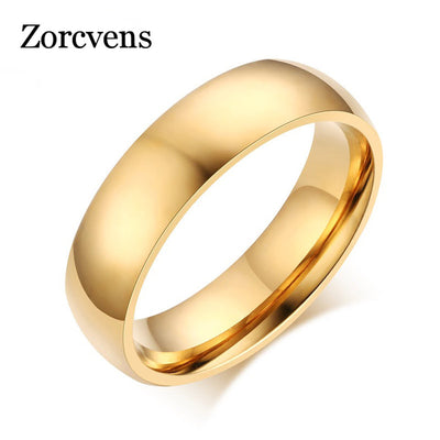 ZORCVENS New Fashion Gold and Silver Color High polished Stainless Steel Wedding Ring for Man Woman