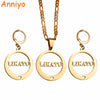 Anniyo CANNOT CUSTOMIZE / LIKATU Pendant Necklaces and Earrings sets for Women,Gold Color Jewelry Island style Gifts #033421