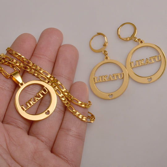Anniyo CANNOT CUSTOMIZE / LIKATU Pendant Necklaces and Earrings sets for Women,Gold Color Jewelry Island style Gifts #033421