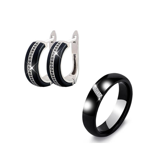 Women's Ceramic Ring And Earring Set