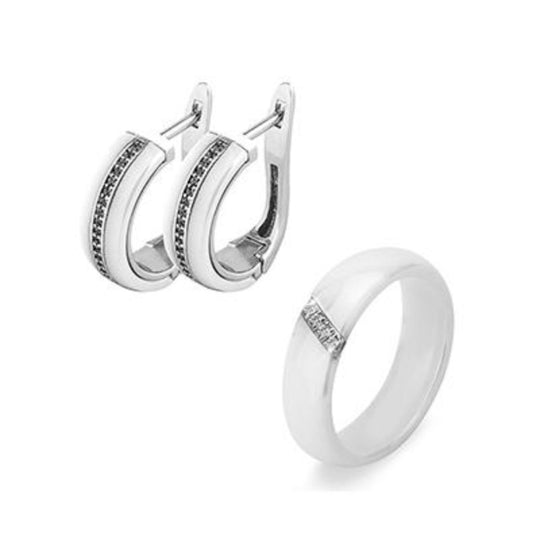 Women's Ceramic Ring And Earring Set