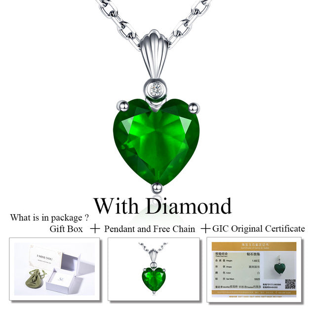 DOUBLE-R 925 Sterling Silver Emerald Necklace Sapphire Pendant Ruby jewelry heart Necklaces & Pendants for women silver 925