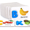 Wooden Toys Fruits and vegetables, English alphabet identification, alphabet cards, cognitive toys, early childhood education