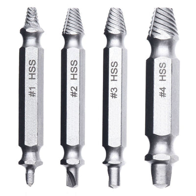 4 Piece: Damaged & Stripped Screw Removal Extractor Set