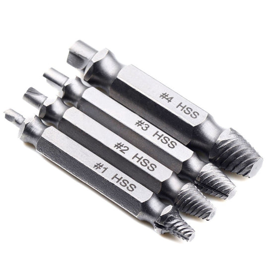 4 Piece: Damaged & Stripped Screw Removal Extractor Set
