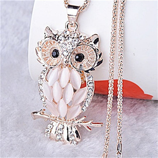Womens Necklaces Jewelry Trendy Charms Crystal Owl Necklace black Long Chain Animal Necklaces & Pendants