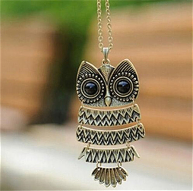 Womens Necklaces Jewelry Trendy Charms Crystal Owl Necklace black Long Chain Animal Necklaces & Pendants