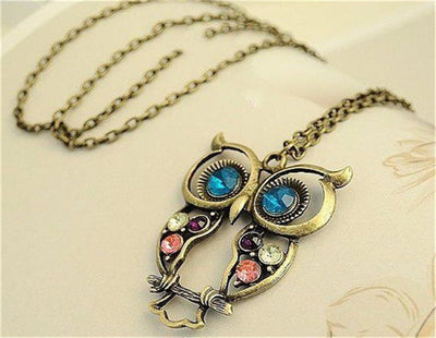 Womens Necklaces Jewelry Trendy Charms Crystal Owl Necklace black Long Chain Animal Necklaces & Pendants