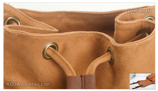 Fashion Vintage Leather military Canvas backpack Men's backpack school bag drawstring backpack women bagpack male rucksack