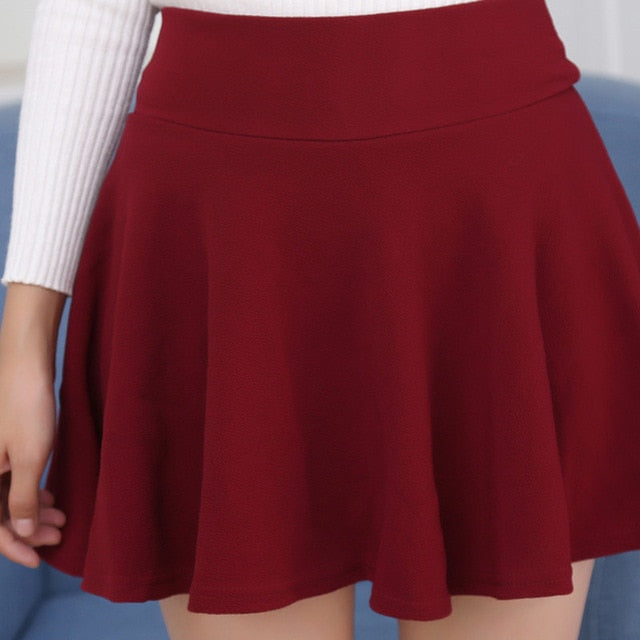 Women's High Waist Pleated Skirt Super Elastic Mini Skirts