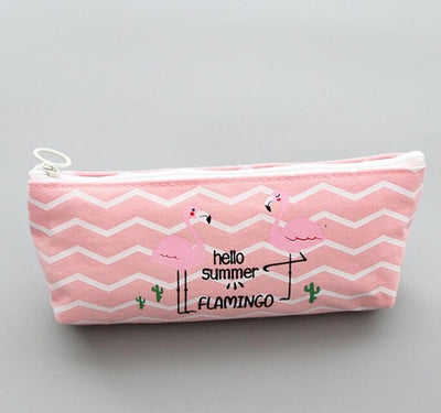 Pink Cartoon Flamingo Pencil Case