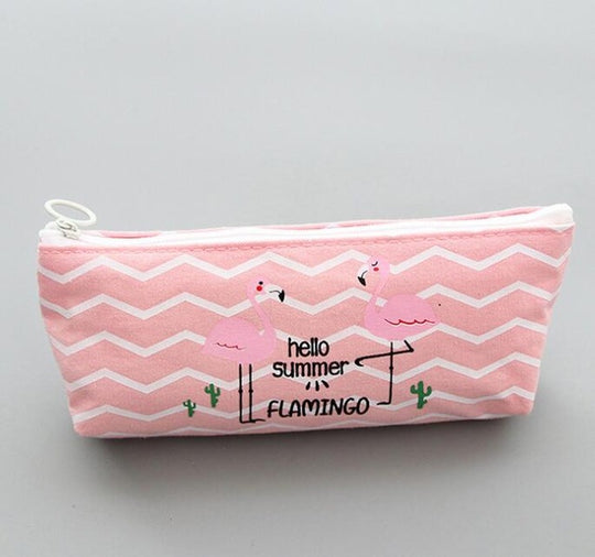 Pink Cartoon Flamingo Pencil Case