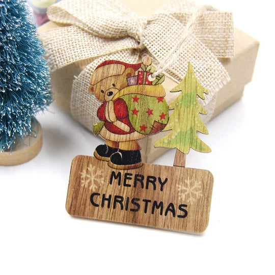 3 Piece: Wooden "Merry Christmas" Christmas Tree Ornaments