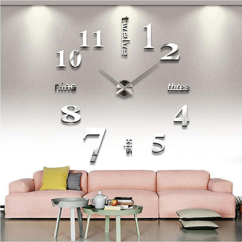 3D Wall Clock Rushed Mirror Living Room