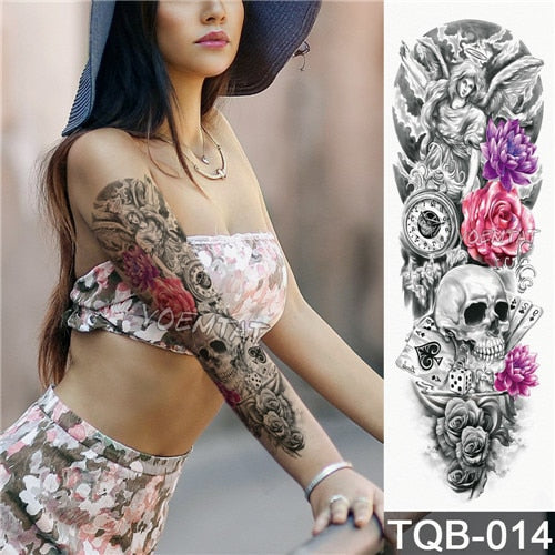 Temporary Full Sleeve Floral Decorated Waterproof Tattoo