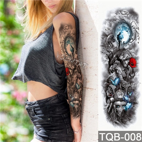Temporary Full Sleeve Floral Decorated Waterproof Tattoo