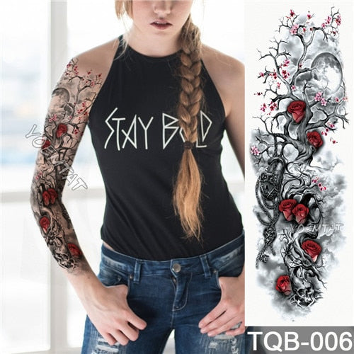 Temporary Full Sleeve Floral Decorated Waterproof Tattoo