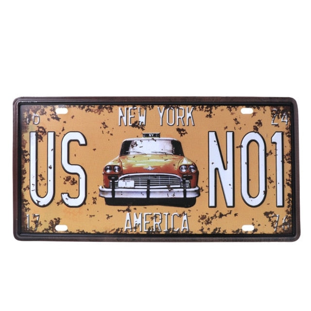 Vintage Metal Tin License Plate Plaque